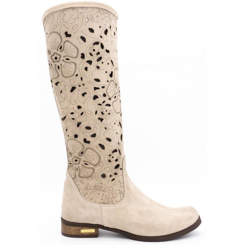 Olivier Women's openwork boots Light beige flowers