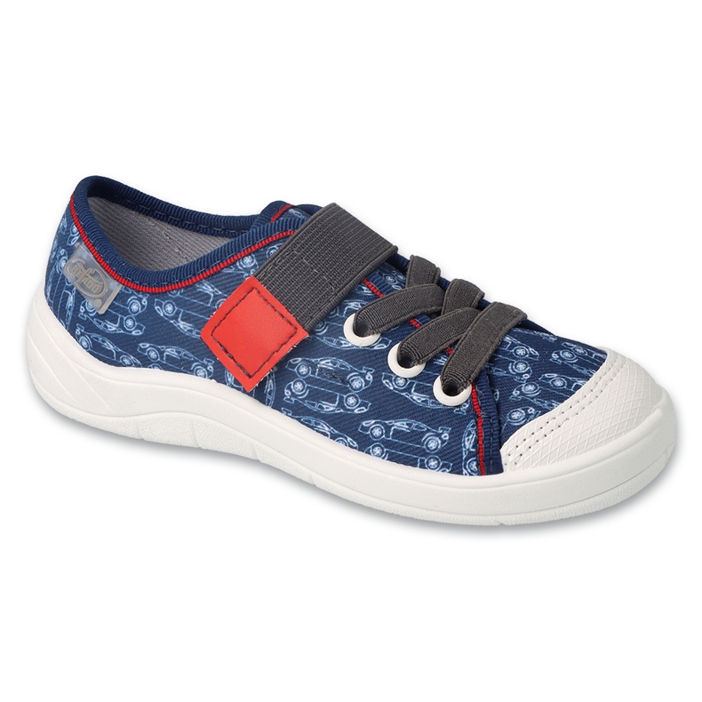 Befado children's slippers with velcro 351X007, navy blue, with cars on them
