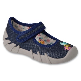 Befado children's slippers 109N253 navy-silver blue