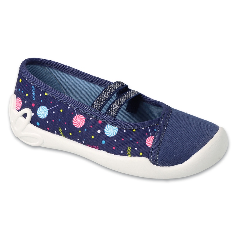Befado children's slippers 116y316 navy blue with colorful applications
