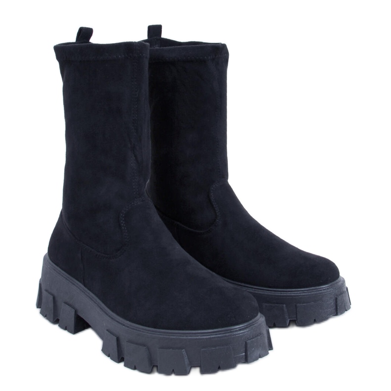 PA1 Phyllis Black suede flat boots