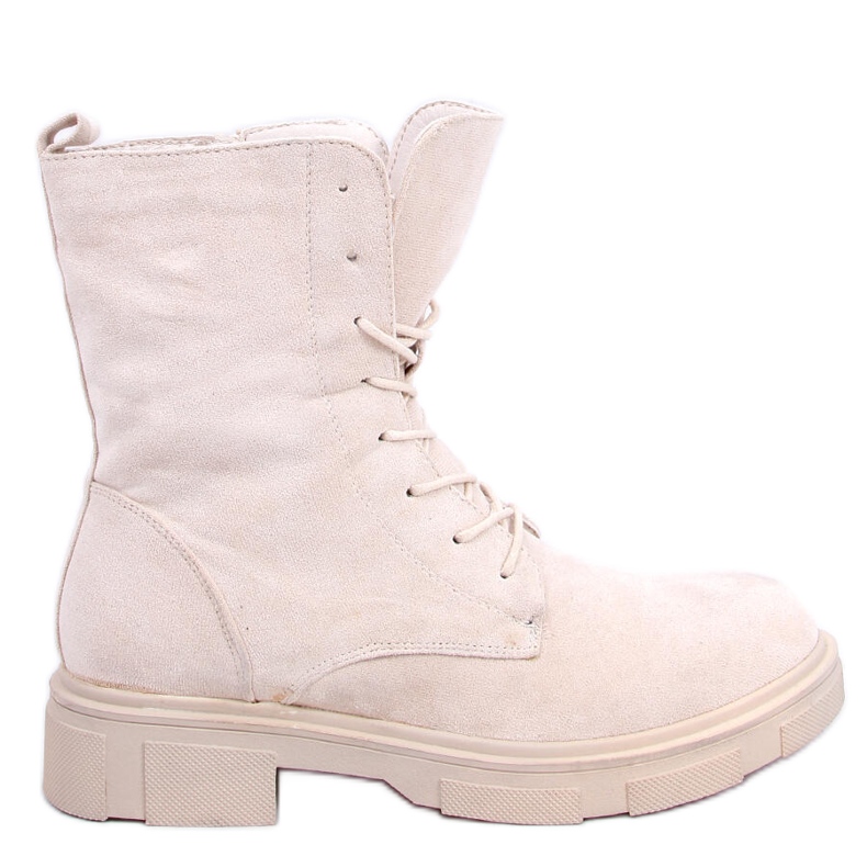 PA1 Lavey Beige lace-up suede boots