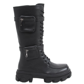 Asot Black boots with pouches