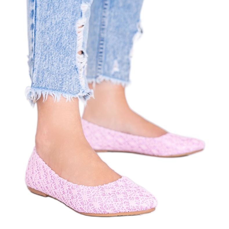 Pink East Side lace ballerinas