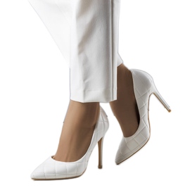 White quilted high heels
