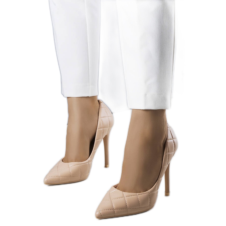 Lore beige quilted high heels
