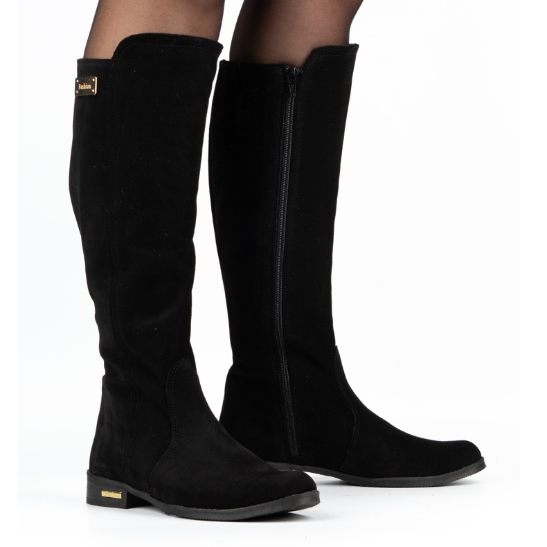 Olivier Fashionable leather women's insulated boots black black