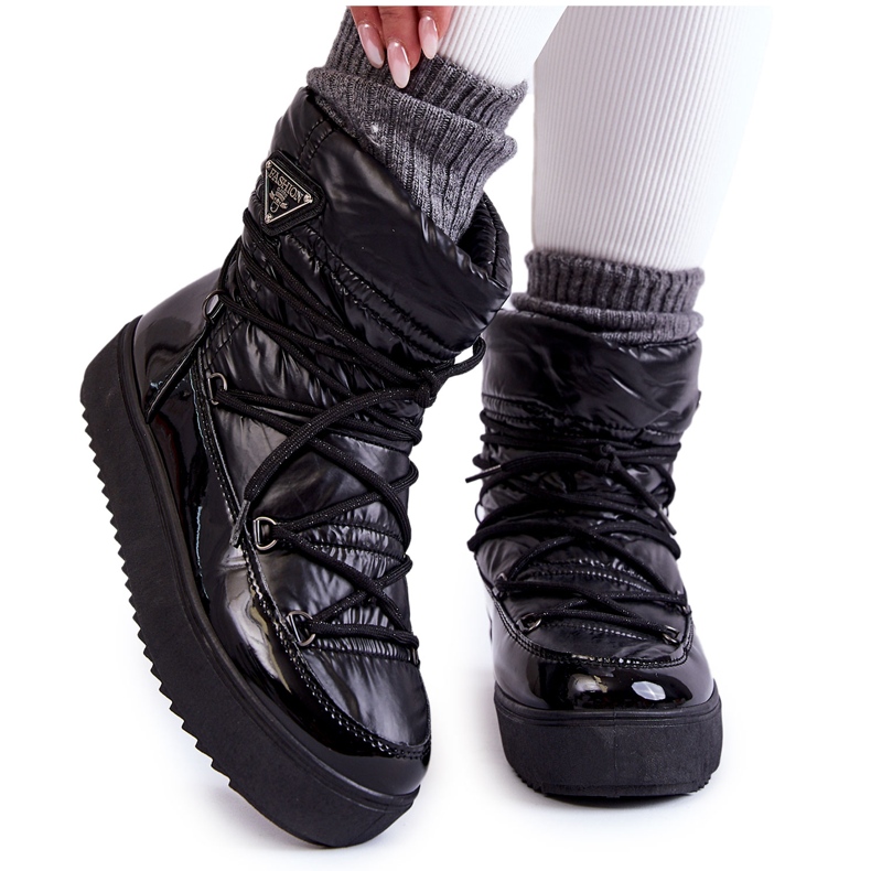 PM1 Women's Fashionable Lace-up Snow Boots in Black Carrios