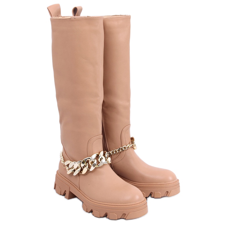 PA1 July Camel boots with chain beige
