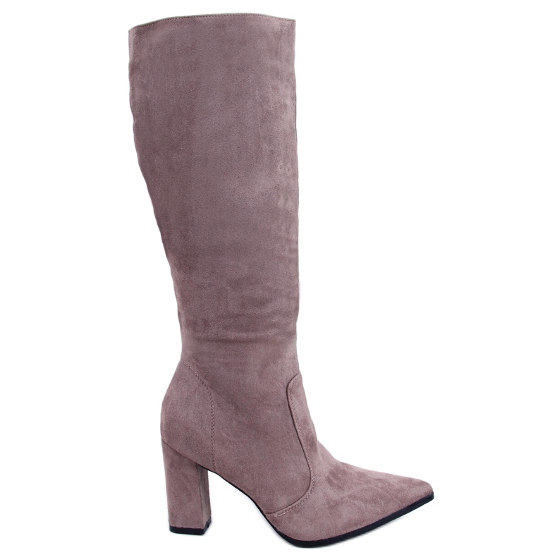 PA1 Farrah Khaki suede heeled boots beige grey