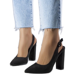 PA1 Jaylee black open heel pumps