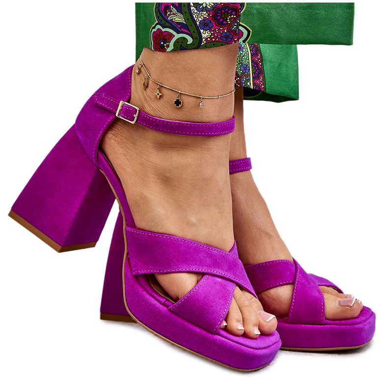 Lewski Shoes Women's Suede High Heel Sandals Leski Shoes 3221 Fuchsia pink Lewski Shoes Women's Suede High Heel Sandals Leski Shoes 3221 Fuchsia pink