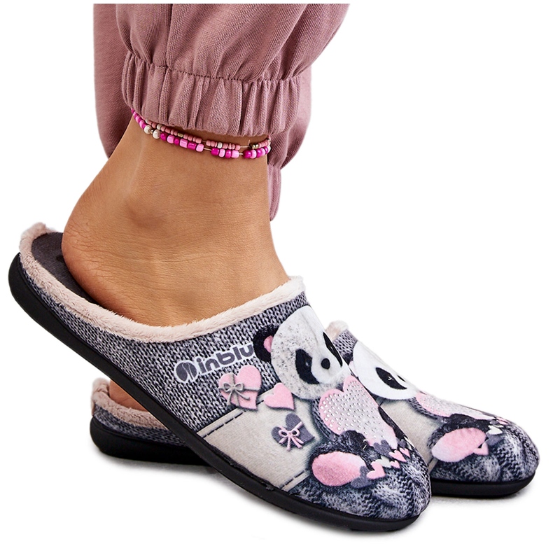 BEFADO S.A. Slippers Befado Panda With Heart 155D209 Grey