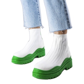 Cali white sock boots with a green sole Cali white sock boots with a green sole