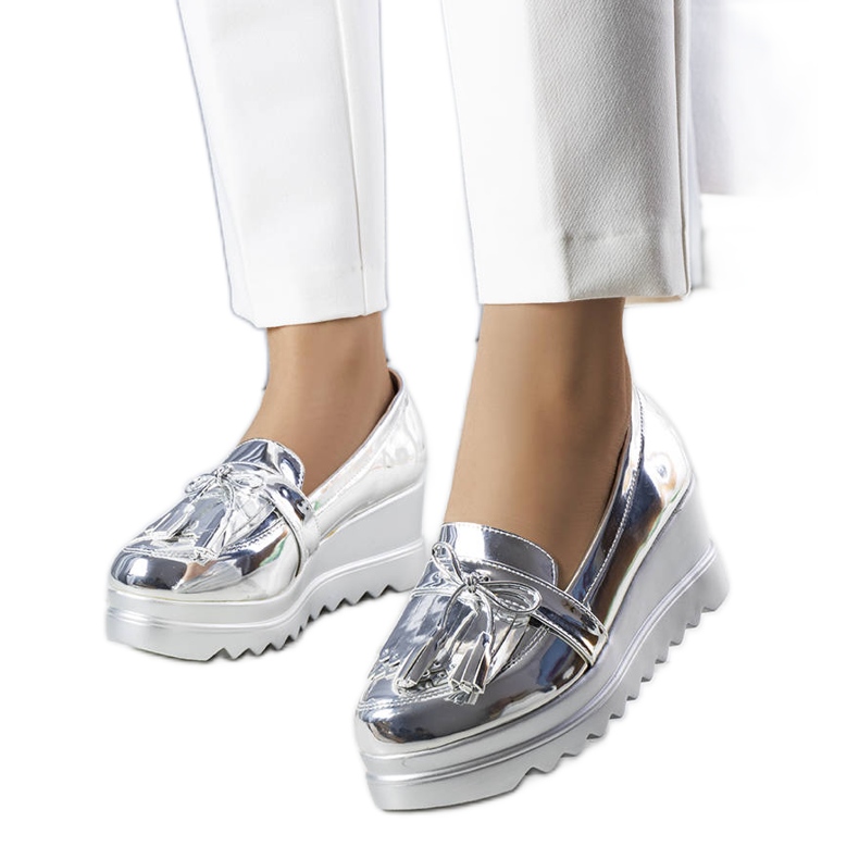 BM Cleo silver wedge shoes