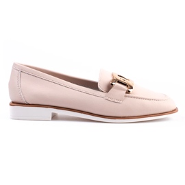 Women's Shelovet beige leather loafers