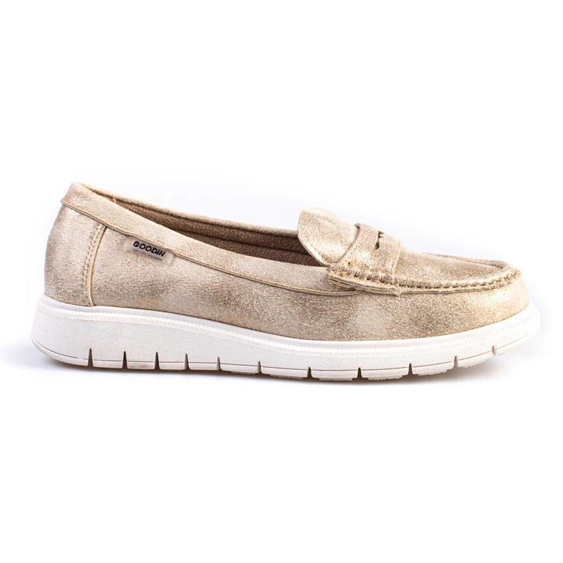 Women's moccasins Shelovet gold with a flexible sole golden Women's moccasins Shelovet gold with a flexible sole golden