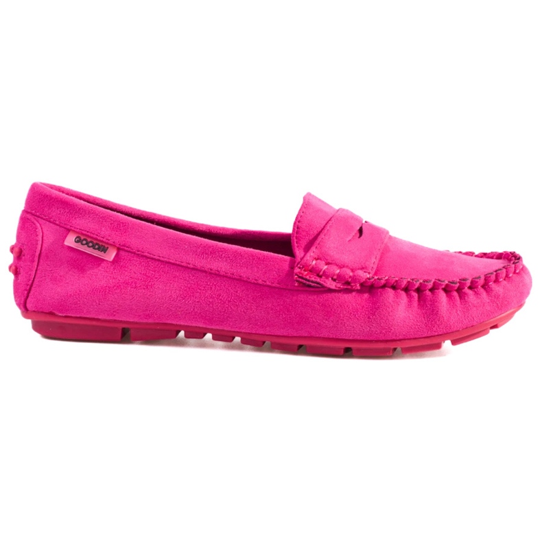 Women's suede loafers Shelovet elastic fuchsia pink