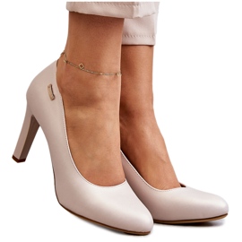 Women's Pumps On Heel Sergio Leone Light Beige Pearl Campbell