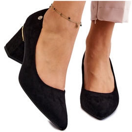 PS1 Classic Suede High Heel Pumps With Black Derren Embellishment