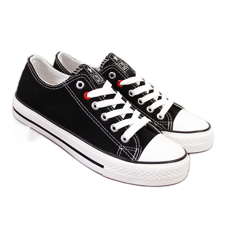 Black textile low-top trainers NEWS