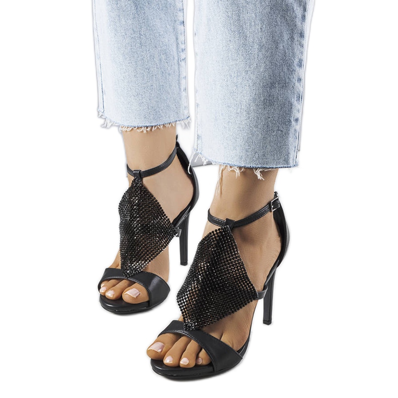 Black elegant high heel sandals from Caleb