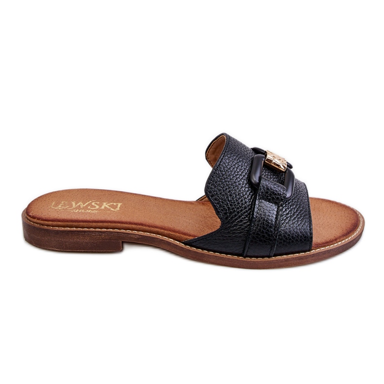 Lewski Shoes Leather Women's Slippers Leewski Shoes 3270 Black golden Lewski Shoes Leather Women's Slippers Leewski Shoes 3270 Black golden