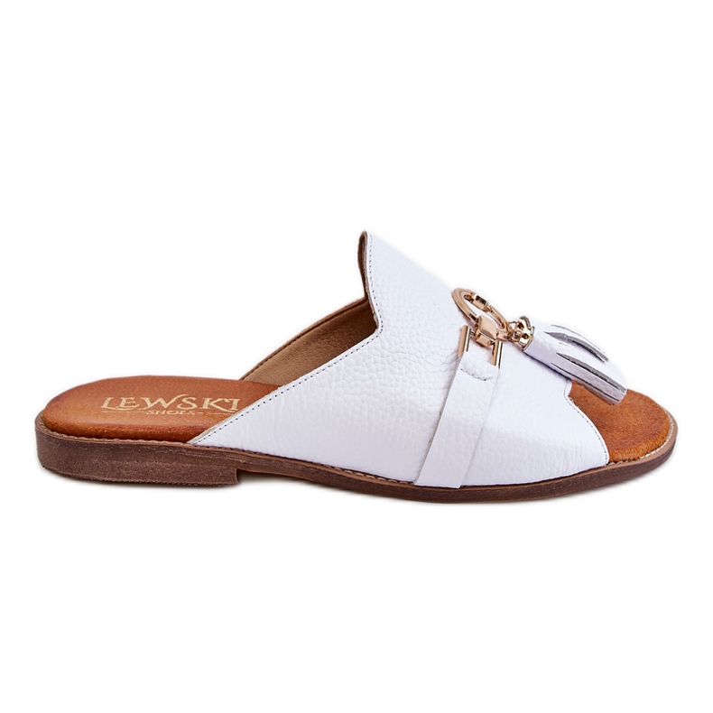 Lewski Shoes Women's Leather Slippers Leewski Shoes 3226 White