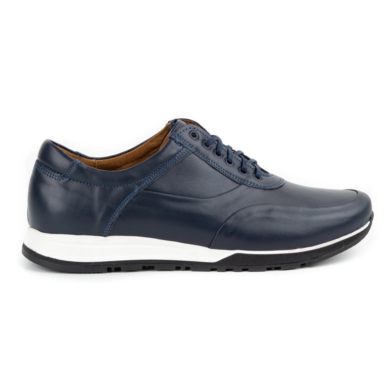 Olivier Men's casual leather shoes 902KNT navy blue
