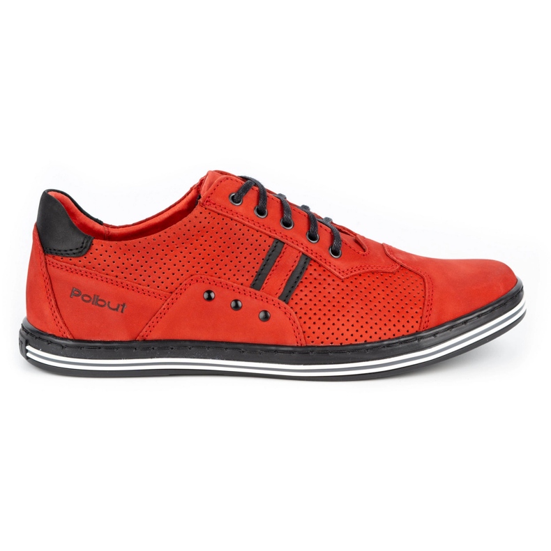 Polbut Men's casual shoes 1801P red nubuck with black