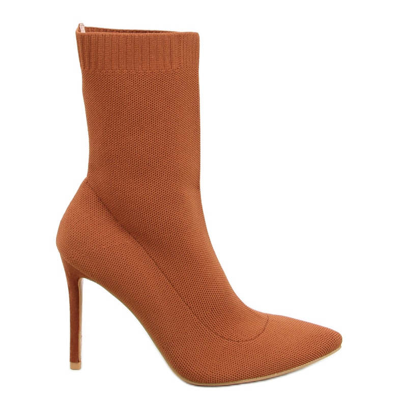 BM Moira Camel elastic ankle boots with a high heel brown
