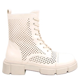 BM Wyman Beige openwork lace-up boots BM Wyman Beige openwork lace-up boots