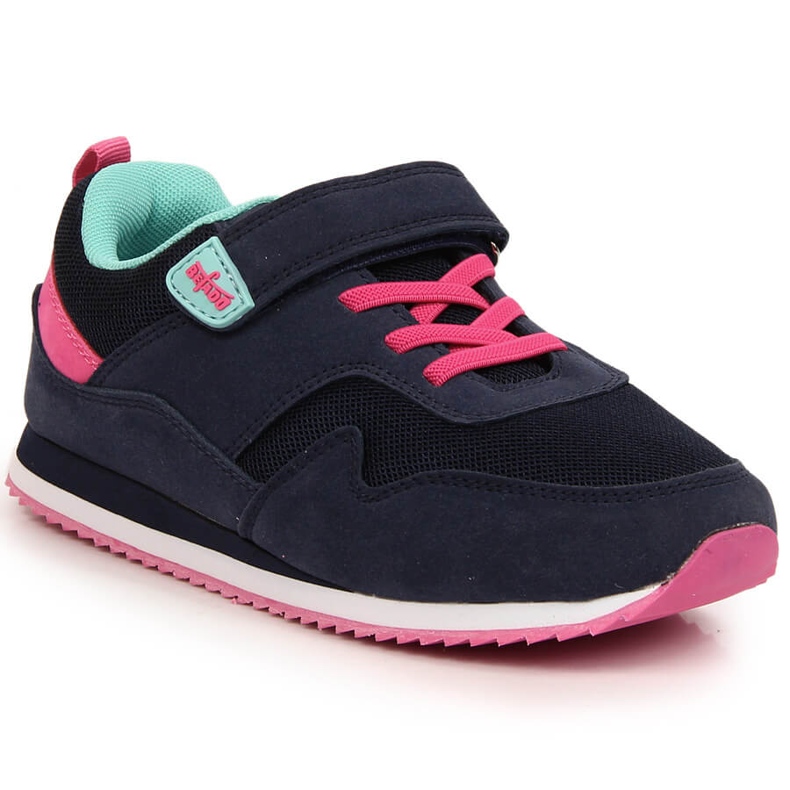 Girls' sports shoes with velcro navy blue Befado