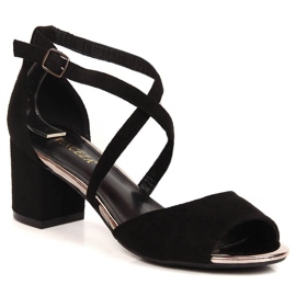 Vinceza 20193 women's suede heel sandals black