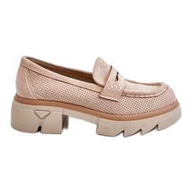 PM1 Women's Loafers Flat Heels Beige Fletcher