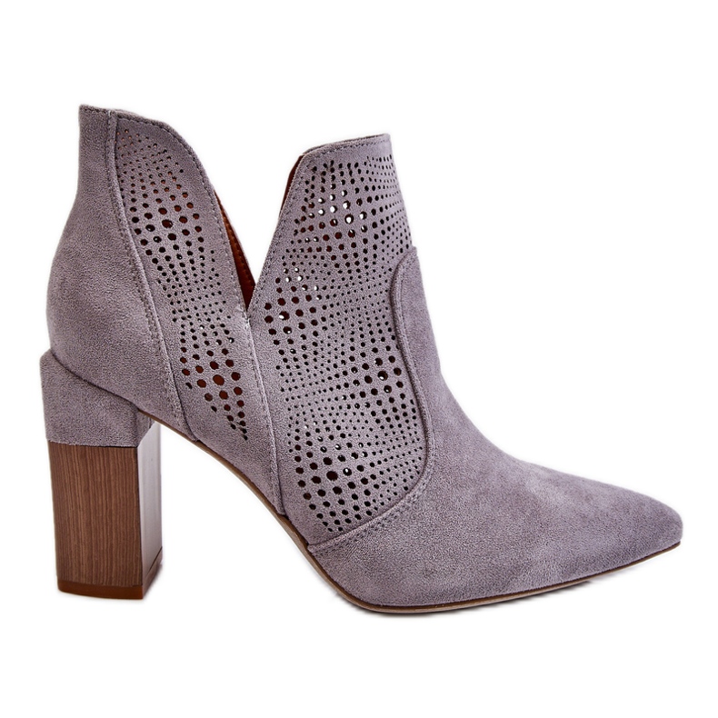 PM1 Openwork Suede High Heel Boots Gray Leanna grey