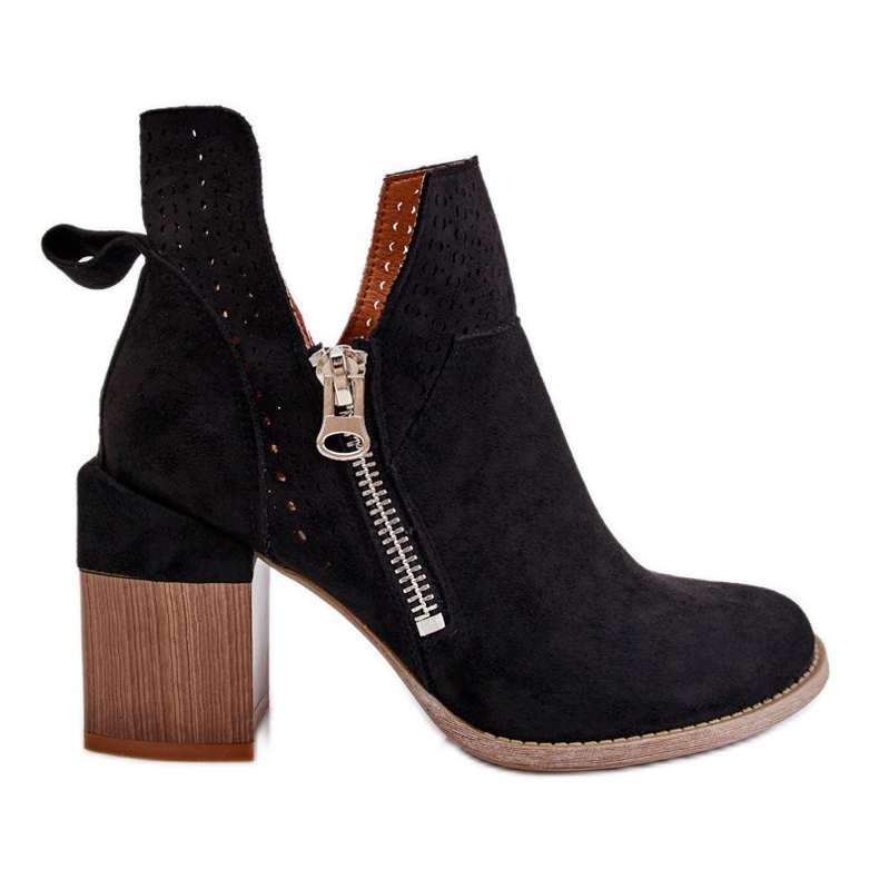 PM1 Suede Boots On Chunky Heels Black Camden