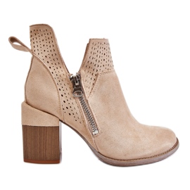 PM1 Camden Suede Chunky Heel Boots Light Beige