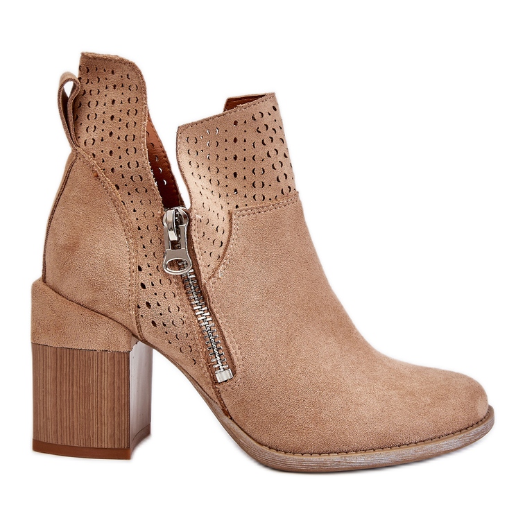 PM1 Beige Camden Suede Chunky Heel Boots
