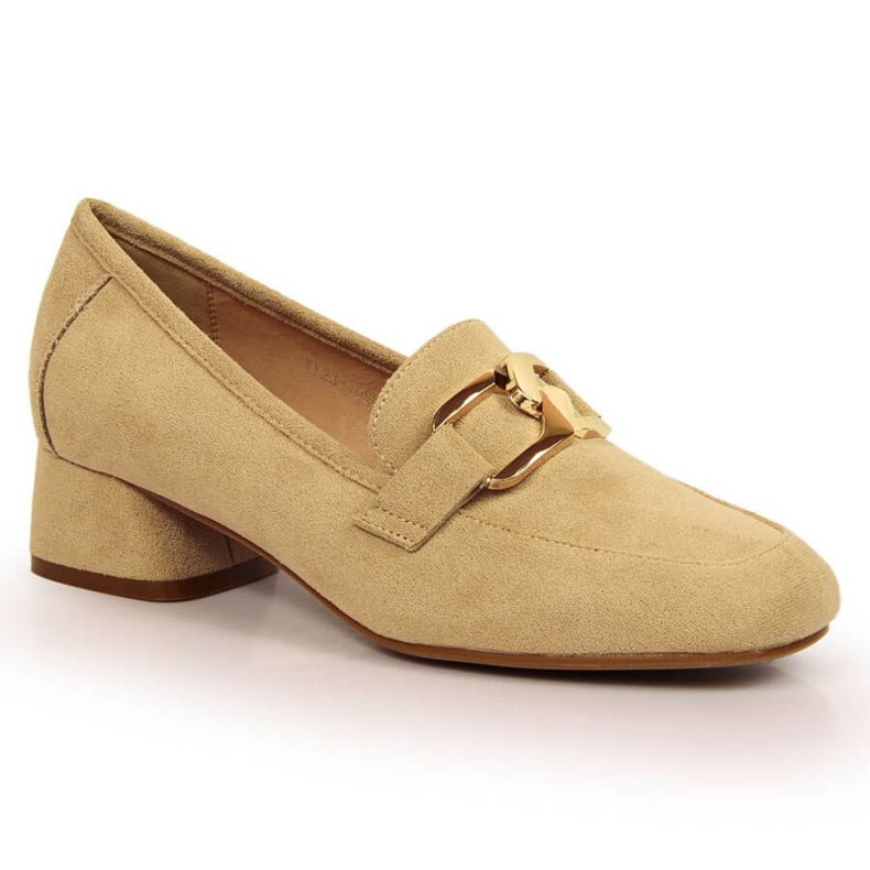 Vinceza suede low heel shoes W JAN175B beige