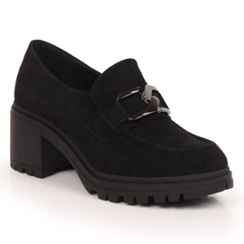 Suede high heels with chain Vinceza W JAN177A black