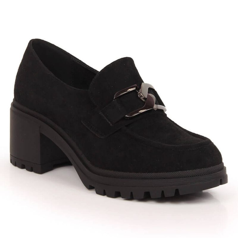 Suede high heels with chain Vinceza W JAN177A black