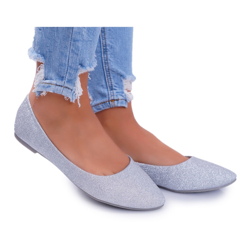 Women's Glitter Silver Ballerinas Women's Glitter Silver Ballerinas