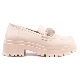 Women's eco-leather half-boots beige Women's eco-leather half-boots beige