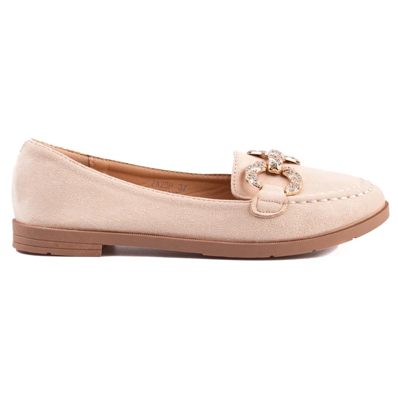 Women's beige suede moccasins