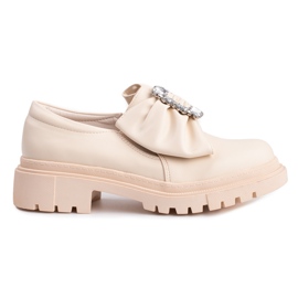 Beige women's brogues with a bow from Shelovet