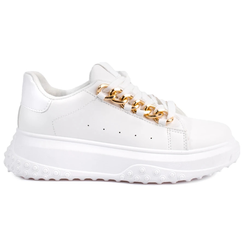 Women's white sneakers with a Shelovet chain