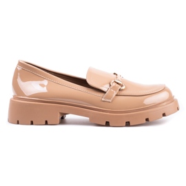 Shelovet brown lacquered shoes beige Shelovet brown lacquered shoes beige