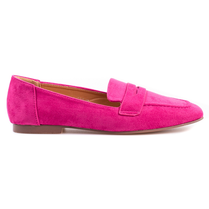 Shelovet women's fuchsia suede loafers pink