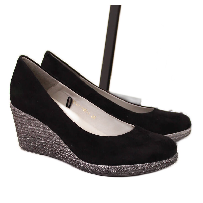 Black suede wedge pumps from Vinceza